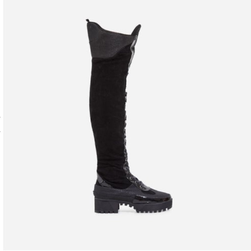 Combat over the knee boots